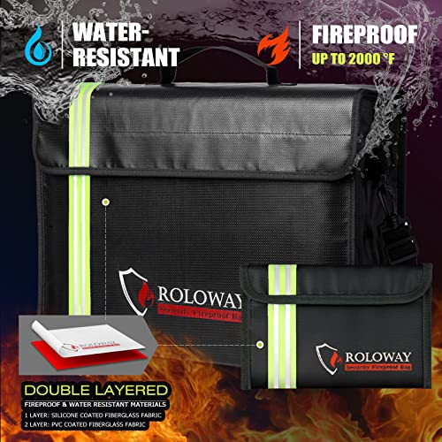 ROLOWAY Large (17 x 12 x 5.8 inches) Fireproof Bag with Reflective Strip, Water Resistant Fireproof Document Bag Safe for Money, Documents and Valuables Storage - Image 4