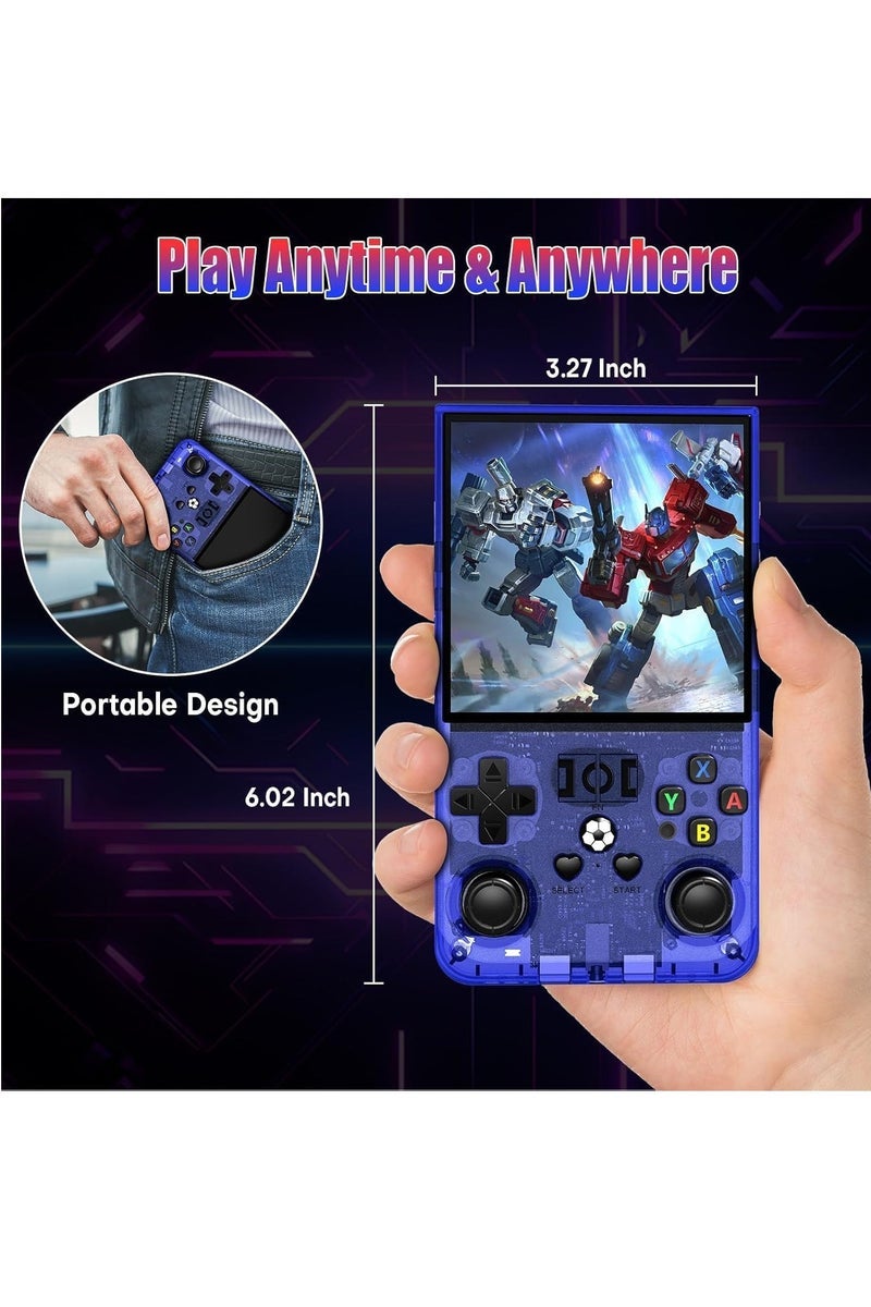 TIGER R36 Max Game Console 4 Inch Full IPS Screen Portable Retro Handheld Game Console Built-in 18000+ Games With Open Source Linux System & 64GB Memory Card Video Games Console Support 30+ Simulator Platform 4000mAh Battery Toys And Games For Kids And Adults Transparent Blue - Image 4