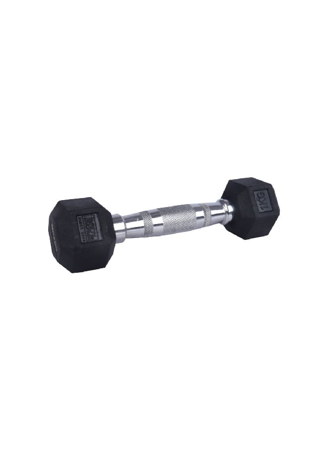 BODY SCULPTURE Secure Textured Grip Rubber Coated Hex Dumbbell 1 kg BW-460-1KG  - Image 1