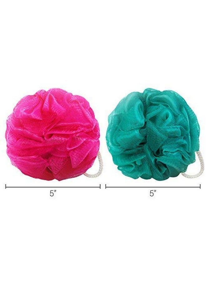 WISDOM- Luxury Bathing Round Loofah for Men and Women (Couples Pack of 2) (Green and Pink) - Image 2