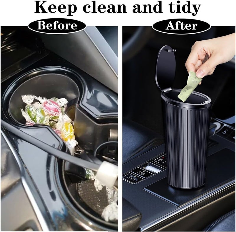 KASTWAVE Durability boosted processed material Leakproof Car Trash Can with Lid, Universal Vehicle Garbage Bin with 20 Disposable Trash Bags, Portable Car Organizer for Front & Back Seat Storage, Spill Proof Automotive Waste Container Economical varied design options - Image 2