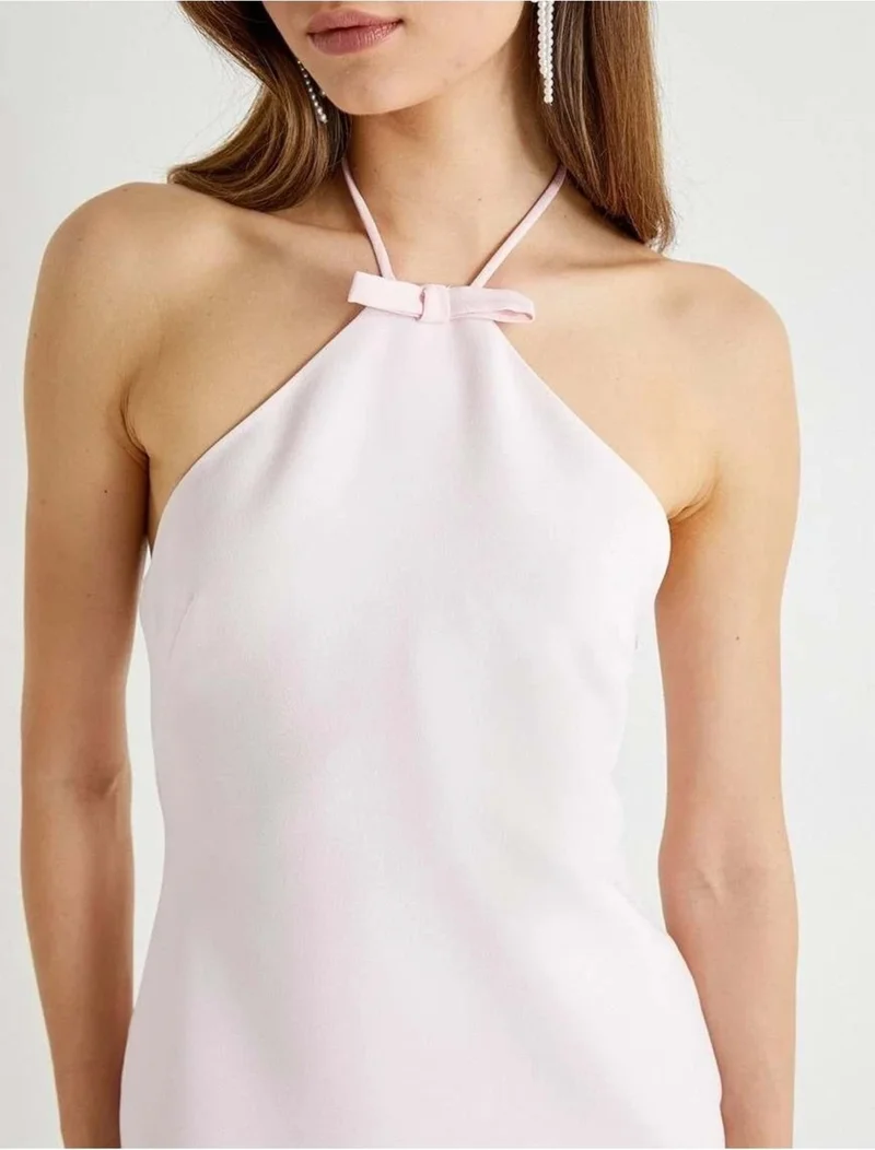 KOTON x Tuba Ünsal - Mini Halter Neck Dress with Bow Detail 4SAK80289UW
