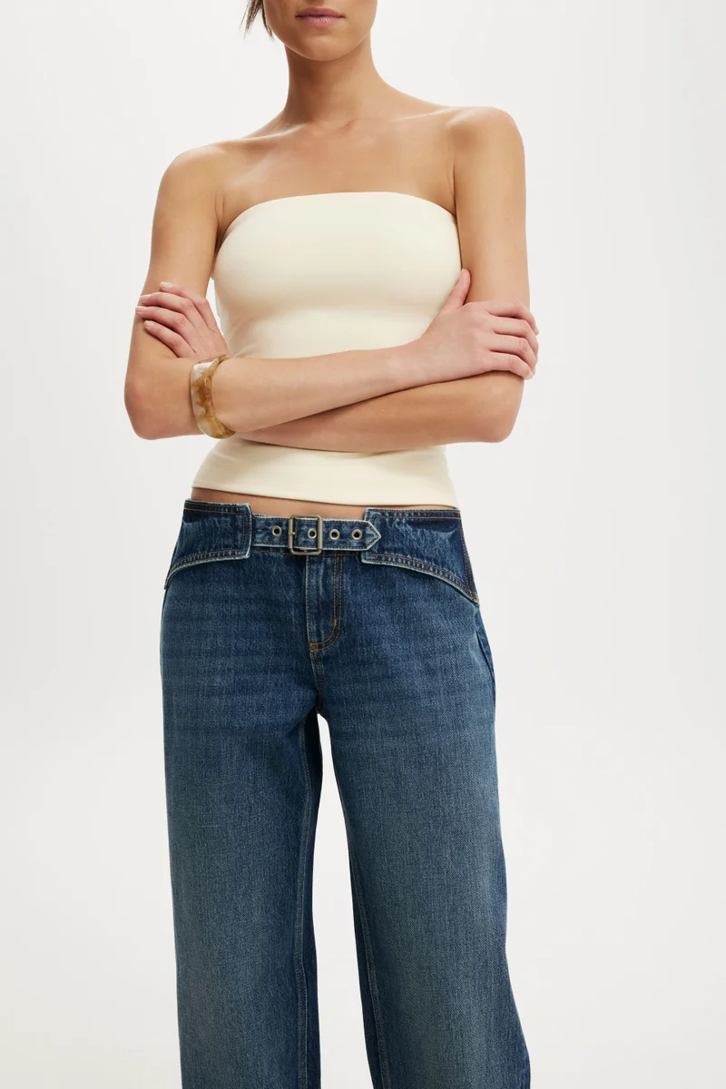 Cotton On  BELTED LOW RISE STRAIGHT JEAN for Women | Best Price UAE