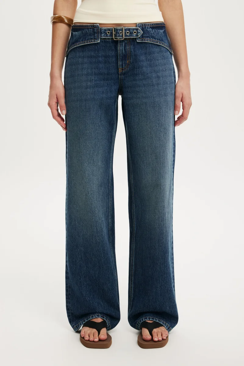 Cotton On  BELTED LOW RISE STRAIGHT JEAN for Women | Best Price UAE
