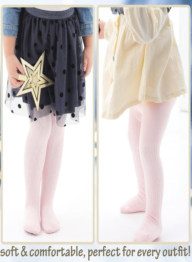 Mini angel Baby Girl Tights Cable Knit Leggings Seamless Cotton Stockings Winter Warm Pantyhose 4-6 Years for Kids 4 Pack (Pink/Ivory/Black/Grey, XL) - Image 3