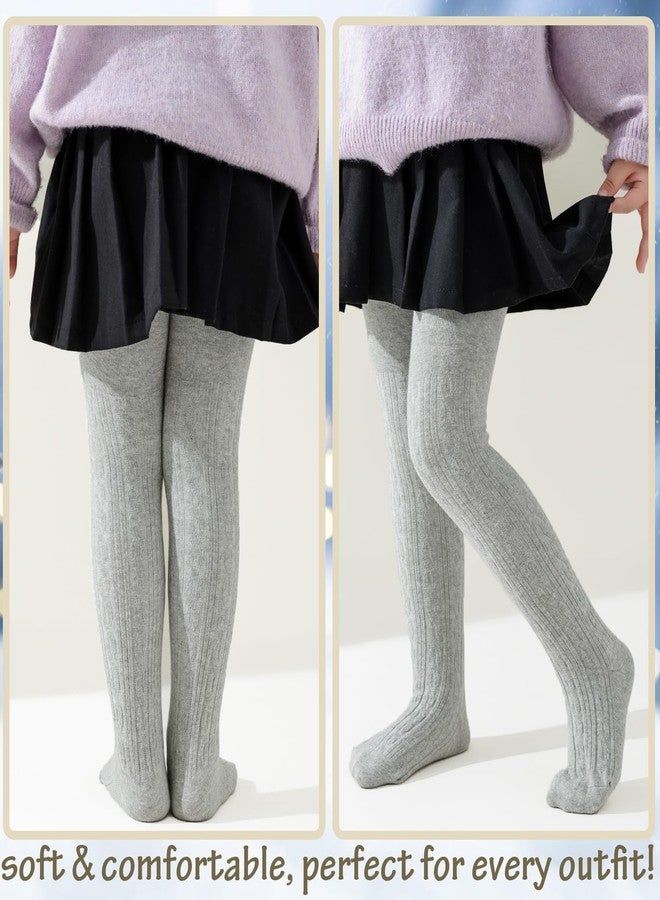 Mini angel Baby Girl Tights Cable Knit Leggings Seamless Cotton Stockings Winter Warm Pantyhose 4-6 Years for Kids 4 Pack (Pink/Ivory/Black/Grey, XL) - Image 5