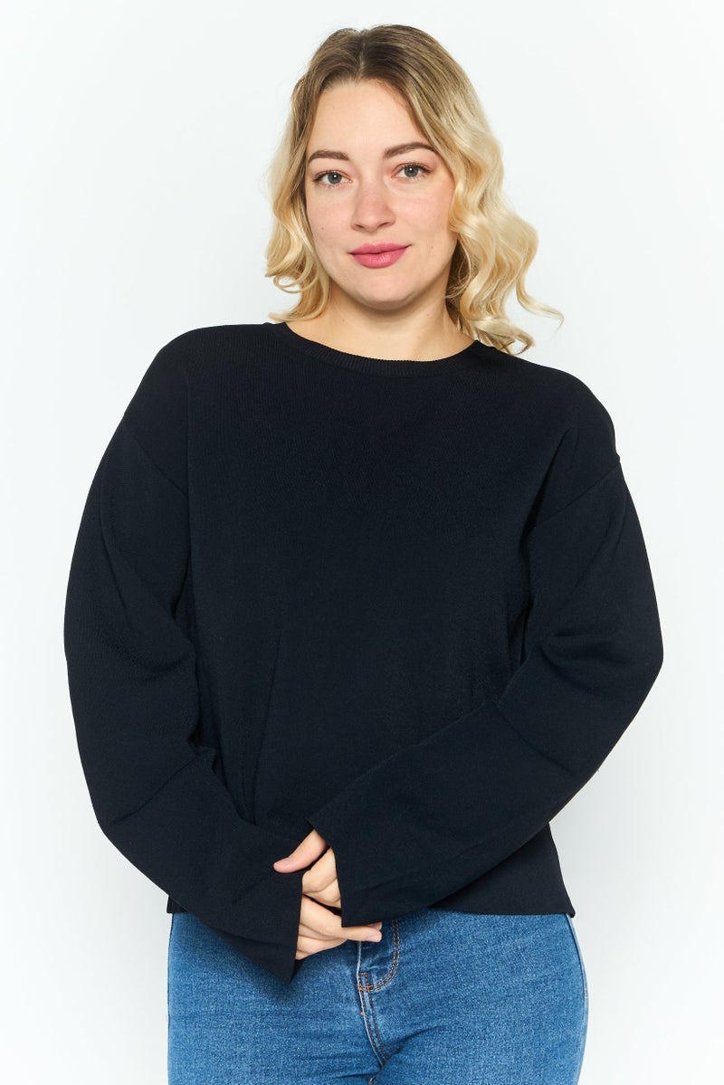 STELLA MCCARTNEY Women Crew Neck Long Sleeves Plain Sweatshirts, Navy - Image 1
