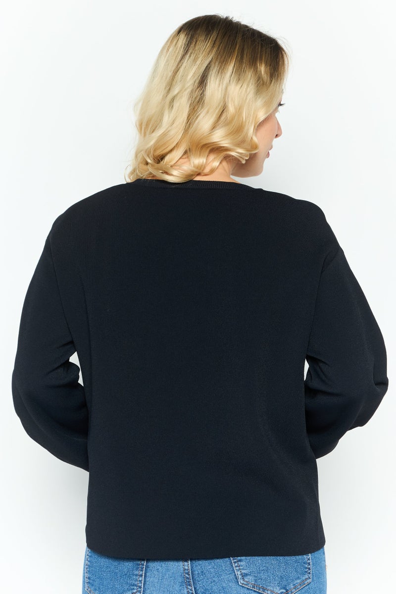 STELLA MCCARTNEY Women Crew Neck Long Sleeves Plain Sweatshirts, Navy - Image 4