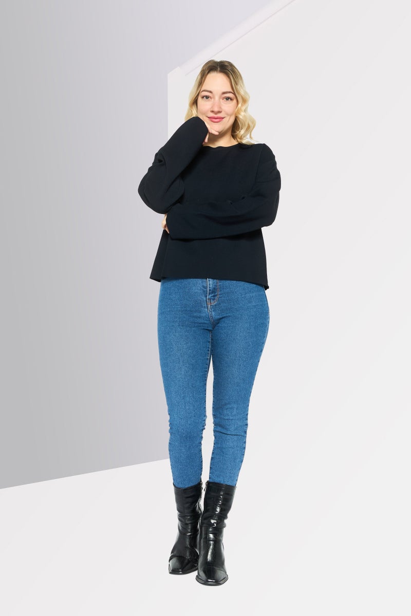 STELLA MCCARTNEY Women Crew Neck Long Sleeves Plain Sweatshirts, Navy - Image 2