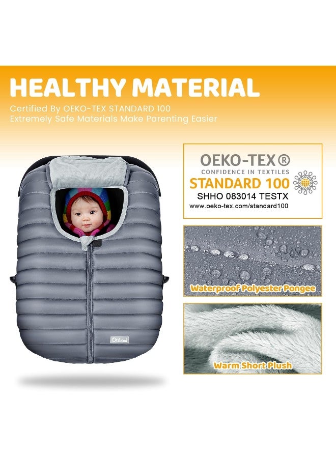 Orzbow Enfant Car Seat Covers - Cocoon Baby Cover for Boys & Girls, Rain & Snow Repellent, Breathable Windproof, Winter Protector, Center Zipper, Universal Fit for Infant Car Seat (0-12M) (Gray) - Image 5