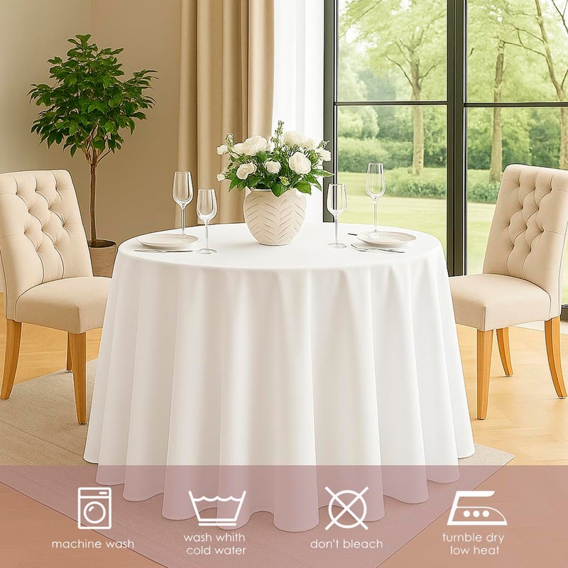 Craft And Party 10 Pack 90 Inch White Round Tablecloth, Polyester Fabric Washable Table Cloth for Home, Party, Wedding or Restaurant Use. - Image 4