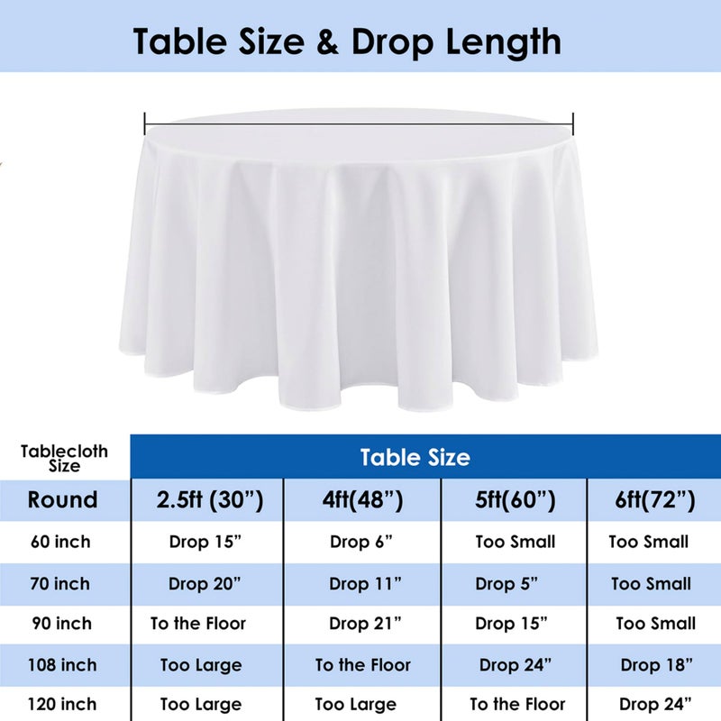 Craft And Party 10 Pack 90 Inch White Round Tablecloth, Polyester Fabric Washable Table Cloth for Home, Party, Wedding or Restaurant Use. - Image 2
