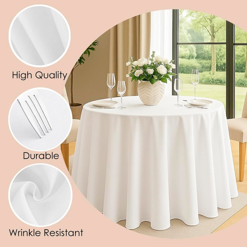 Craft And Party 10 Pack 90 Inch White Round Tablecloth, Polyester Fabric Washable Table Cloth for Home, Party, Wedding or Restaurant Use. - Image 3