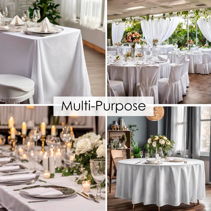 Craft And Party 10 Pack 90 Inch White Round Tablecloth, Polyester Fabric Washable Table Cloth for Home, Party, Wedding or Restaurant Use. - Image 5