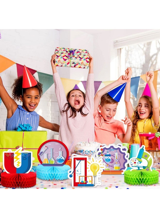 ايباك 9 قطع من ديكورات حفلات العلوم، قطع مركزية على شكل قرص العسل، زينة طاولة ثلاثية الأبعاد لحفلات العلوم، زينة طاولات لحفلات العلوم، لوازم حفلات الكيمياء، ديكورات أسبوع المختبر - Image 5