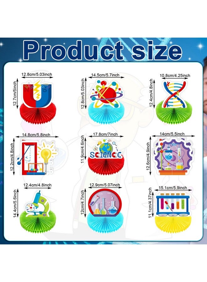 ايباك 9 قطع من ديكورات حفلات العلوم، قطع مركزية على شكل قرص العسل، زينة طاولة ثلاثية الأبعاد لحفلات العلوم، زينة طاولات لحفلات العلوم، لوازم حفلات الكيمياء، ديكورات أسبوع المختبر - Image 2