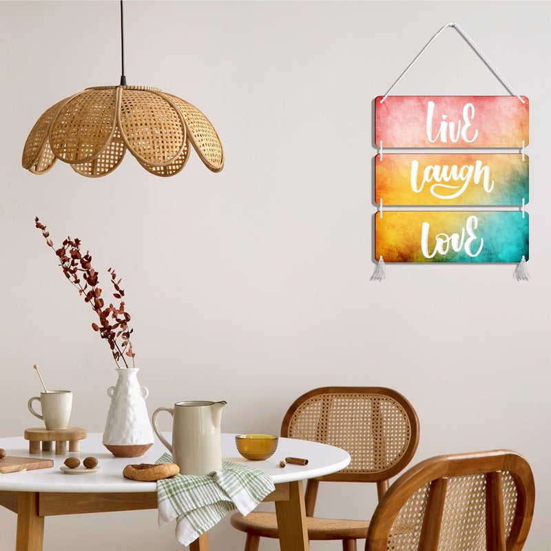 Blue Finch Wall Hanging Decor Live Laugh Love Wooden Sign For Home Decorative Items and Living Room Wall Decor Items - Image 3