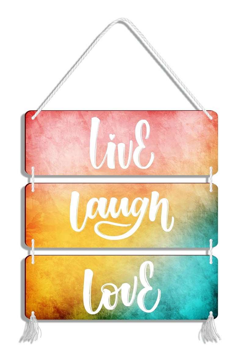 Blue Finch Wall Hanging Decor Live Laugh Love Wooden Sign For Home Decorative Items and Living Room Wall Decor Items - Image 1