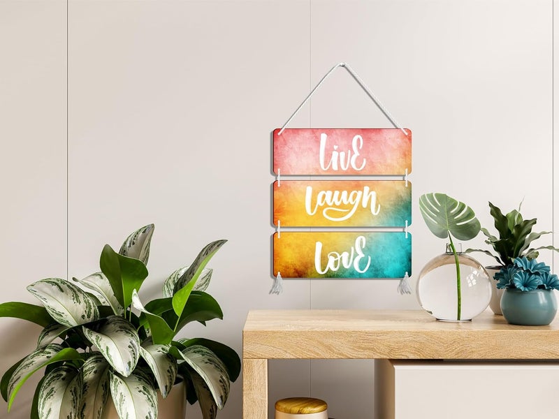 Blue Finch Wall Hanging Decor Live Laugh Love Wooden Sign For Home Decorative Items and Living Room Wall Decor Items - Image 2