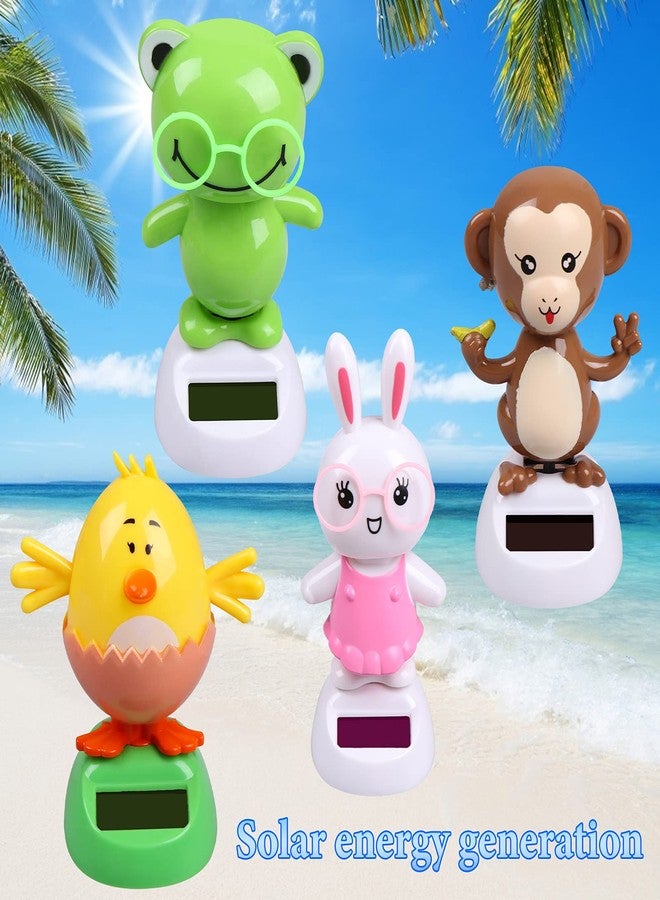 Welecom 4 Solar Dancing Monkey Toy Solar Powered Dancing Hen in Colorful Pots Swinging Rabbit Animals Flip Flap Animated Bobblehead Dancer Window Frog Sun Catcher Car Dashboard Decor Portable Suncatchers - Image 3
