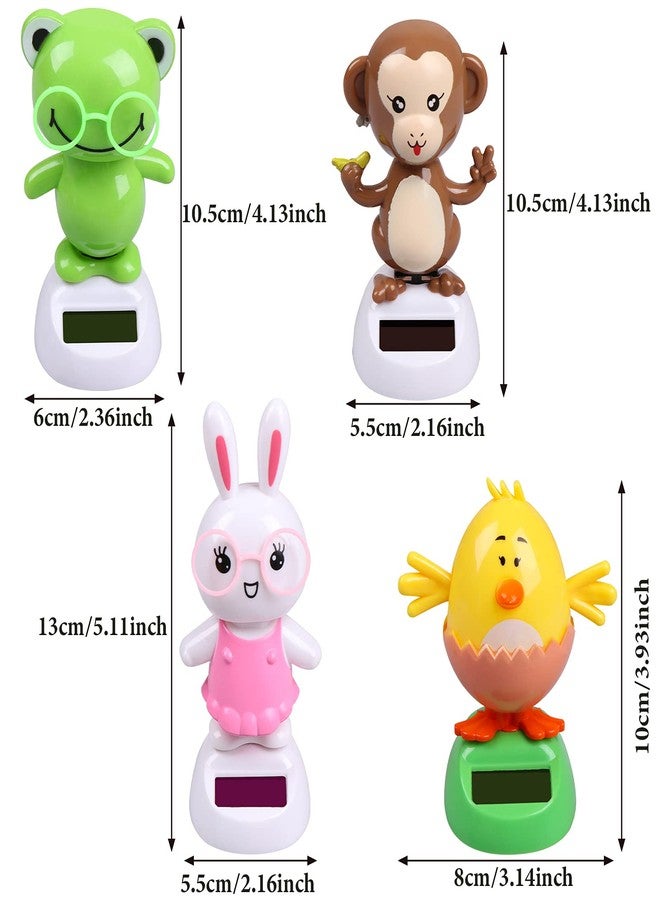 Welecom 4 Solar Dancing Monkey Toy Solar Powered Dancing Hen in Colorful Pots Swinging Rabbit Animals Flip Flap Animated Bobblehead Dancer Window Frog Sun Catcher Car Dashboard Decor Portable Suncatchers - Image 2
