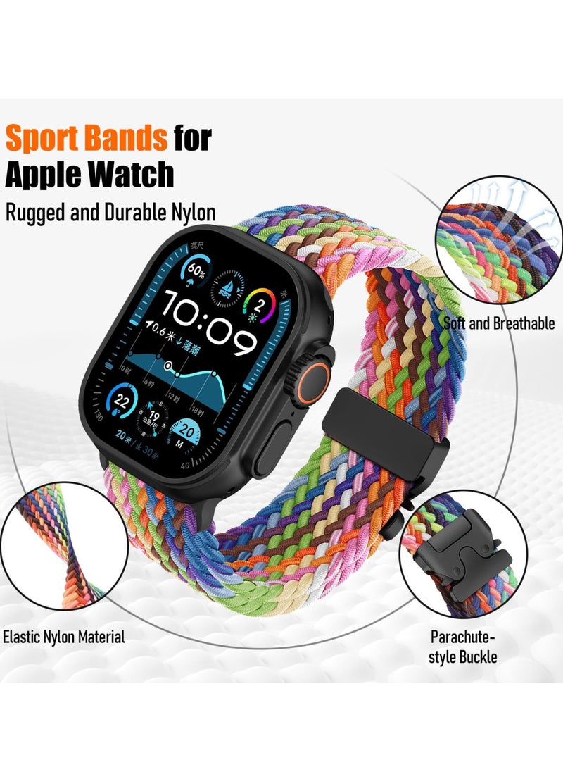 SZOXST - Compatible for Apple Watch Band 49mm 46mm 45mm 44mm 42mm Elastic Nylon Braided Secure & Comfortable Stretchy Strap for Women Men,Parachute Buckle Bands for iWatch Ultra 2/1 Series 10 9 8 7 6 5 4 3 SE Denim - Image 1