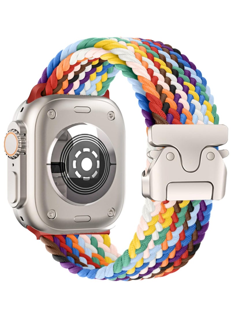 SZOXST - Compatible for Apple Watch Band 49mm 46mm 45mm 44mm 42mm Elastic Nylon Braided Secure & Comfortable Stretchy Strap for Women Men,Parachute Buckle Bands for iWatch Ultra 2/1 Series 10 9 8 7 6 5 4 3 SE Denim - Image 1