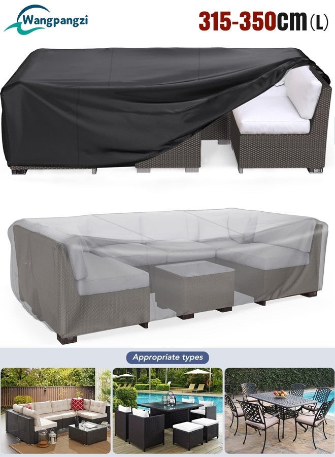 WangPangZi Extra Large Patio Furniture Set Cover, Waterproof Oxford Fabric Outdoor Table Chair Set Cover, Dustproof UV Resistant Outdoor Protection Cover, 3-layer Thickened Fabric, Prevents Light Aging & Moisture Discoloration, Black - Image 1