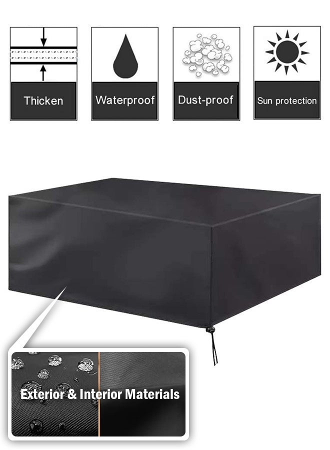 WangPangZi Extra Large Patio Furniture Set Cover, Waterproof Oxford Fabric Outdoor Table Chair Set Cover, Dustproof UV Resistant Outdoor Protection Cover, 3-layer Thickened Fabric, Prevents Light Aging & Moisture Discoloration, Black - Image 2