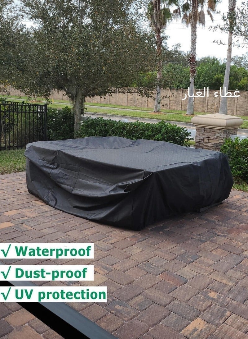WangPangZi Extra Large Patio Furniture Set Cover, Waterproof Oxford Fabric Outdoor Table Chair Set Cover, Dustproof UV Resistant Outdoor Protection Cover, 3-layer Thickened Fabric, Prevents Light Aging & Moisture Discoloration, Black - Image 5