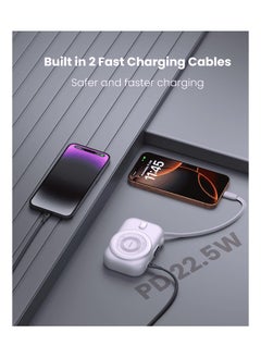 Moxedo Moxedo Snap-On Wireless Charging Power Bank 8000mAh 15W PD Fast Charging Portable Charger with Built-in USB-C Cable  - Purple  - Image 4