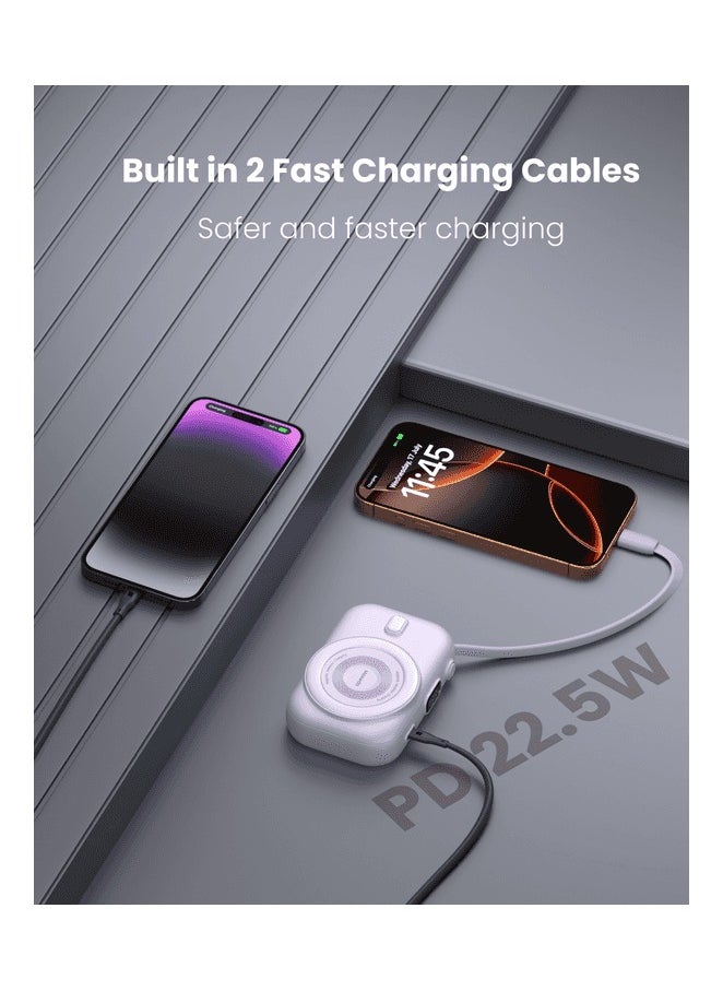 Moxedo Moxedo Snap-On Wireless Charging Power Bank 8000mAh 15W PD Fast Charging Portable Charger with Built-in USB-C Cable  - Purple  - Image 4
