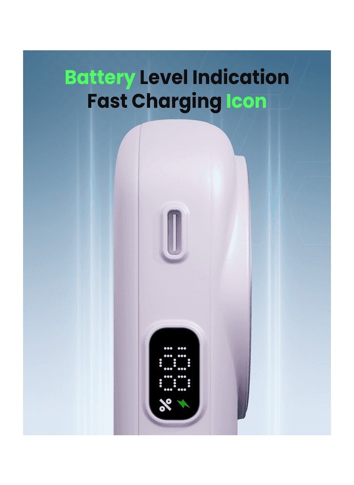 Moxedo Moxedo Snap-On Wireless Charging Power Bank 8000mAh 15W PD Fast Charging Portable Charger with Built-in USB-C Cable  - Purple  - Image 3