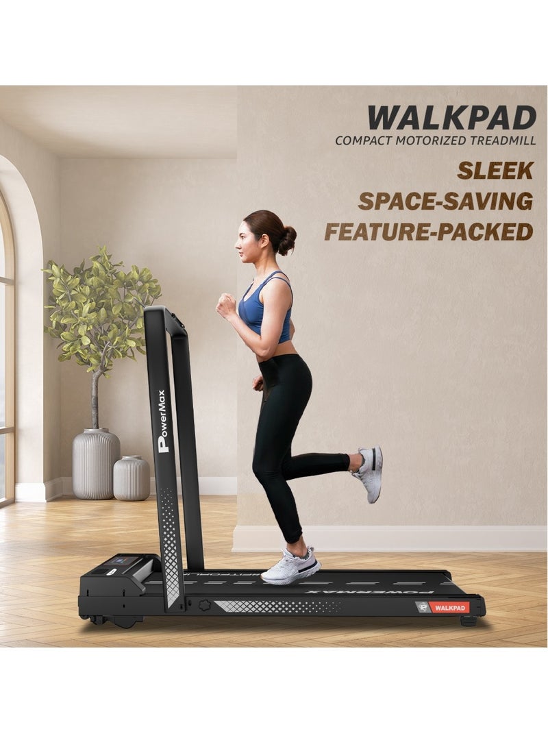 PowerMax Fitness PowerMax Fitness WALKPAD (3HP Peak) Compact Motorized Treadmill for Home-Office use with Remote Control, Max User 110kg, Top Speed 10km/h, 1000x400mm Running Deck, LED Display, iPad & Mobile Holder  - Image 2