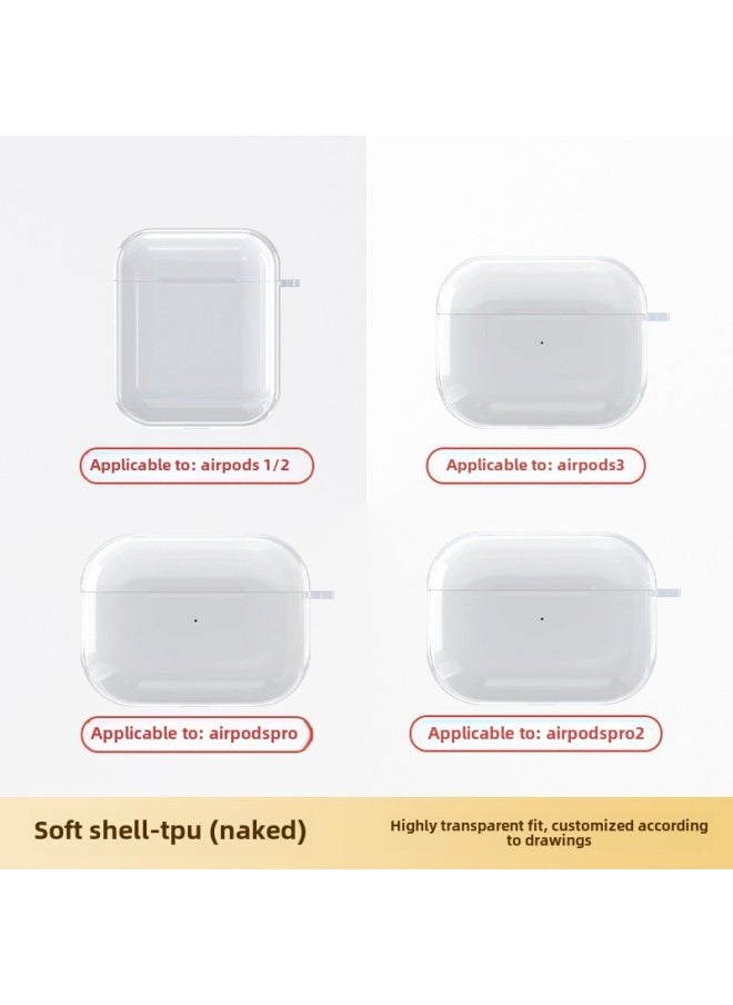 Generic - For Apple Headset Airpods4 Wireless Bluetooth Headset Protective Cover TPU Transparent Headset Protective Cover Material-Color:Tpu Soft Shell (bare Shell)-Applicable Models:Fourth Generation = 3: With Hanging Ears - Image 1