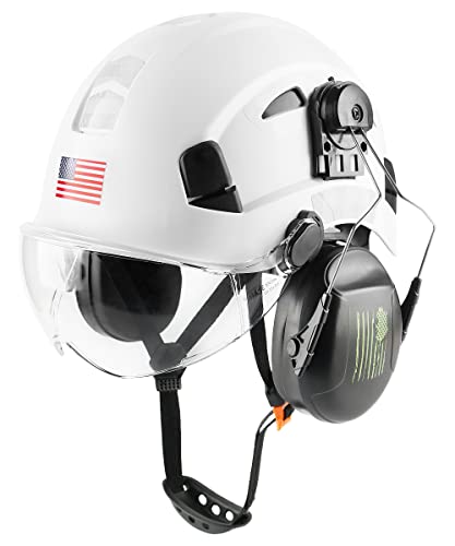 GREEN DEVIL Safety Helmet Hard Hat with Visor and Ear Protection Adjustable Lightweight Vented ABS Work Helmet for Men and Women 6-Point Suspension ANSI Z89.1 Approved Ideal for Industrial & Construction - Image 1