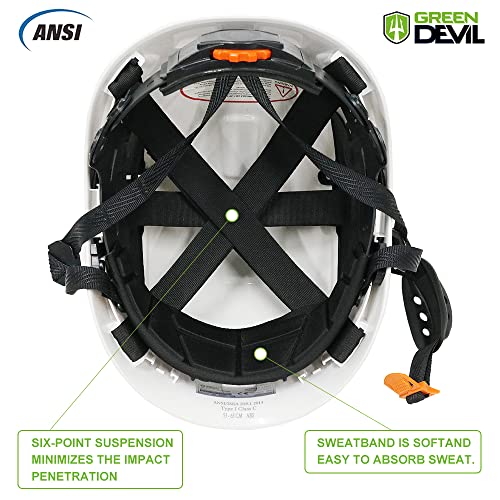GREEN DEVIL Safety Helmet Hard Hat with Visor and Ear Protection Adjustable Lightweight Vented ABS Work Helmet for Men and Women 6-Point Suspension ANSI Z89.1 Approved Ideal for Industrial & Construction - Image 5