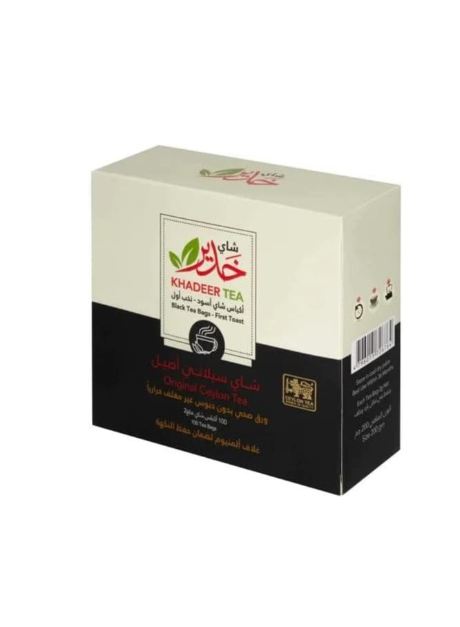 KHADEER TEA Khadeer Original Ceylan Black Tea 100 Tee Bags - Image 1