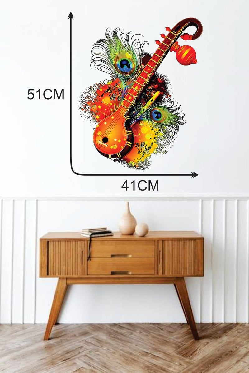 Akki Wold Sitaar Peacock Feather Wall Sticker for Kids Room, Living Room Office (Multicolor, Size -41Cm X 51Cm) - Image 4