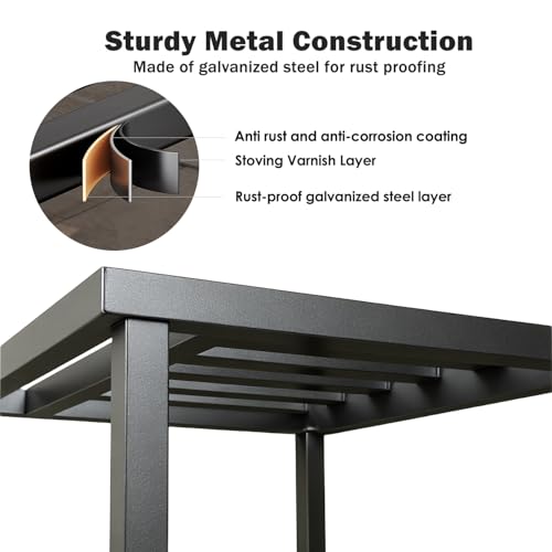 Hongsane Plant Stand Indoor Outdoor,18 Inch Square Metal Plant Stands Riser,Heavy Duty Wrought Iron Pedestal Holders for Large Flower Pot,Outside Rust-Proof Black Flower Display Shelf for Patio,1-Pack - Image 3