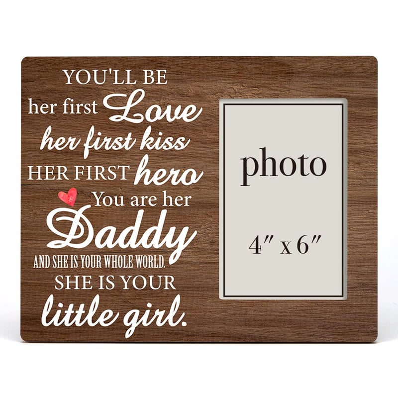 Zauly Daddy Gift for New Dad Daddy-to-be from Unborn Baby Girl Wooden Picture Frame, Daddy Little Girl Wood Photo Frame Gifts for First Father's Day Gender Reveal, Tabletop and Wall Mounting, 4x6 Inch Photo - Image 2