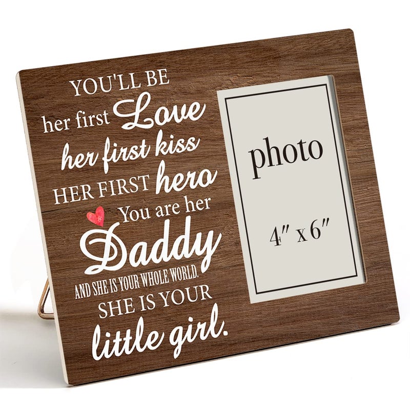 Zauly Daddy Gift for New Dad Daddy-to-be from Unborn Baby Girl Wooden Picture Frame, Daddy Little Girl Wood Photo Frame Gifts for First Father's Day Gender Reveal, Tabletop and Wall Mounting, 4x6 Inch Photo - Image 1