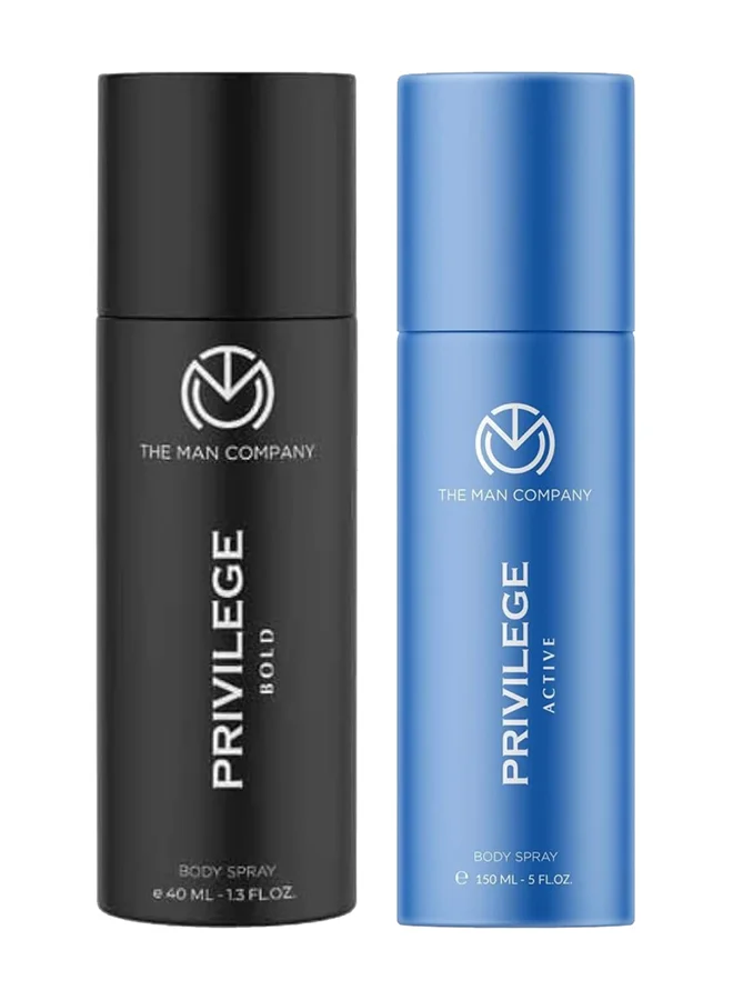 Pack Of 2 Privilege Active Deodorant For Men| Premium Body Spray | Long-Lasting Fragrance | Perfect Deo For Everyday Use | Gift For Husband, Boyfriend - 150ml Blue/Black