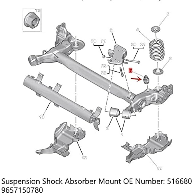 rayihni 2 Pcs Rear Axle Bump Stops Rear Axle Suspension Shock Absorber Mount Oe 516680 9657150780 Bump Stop Buffer Block Replacement For 207 2008 - Image 4