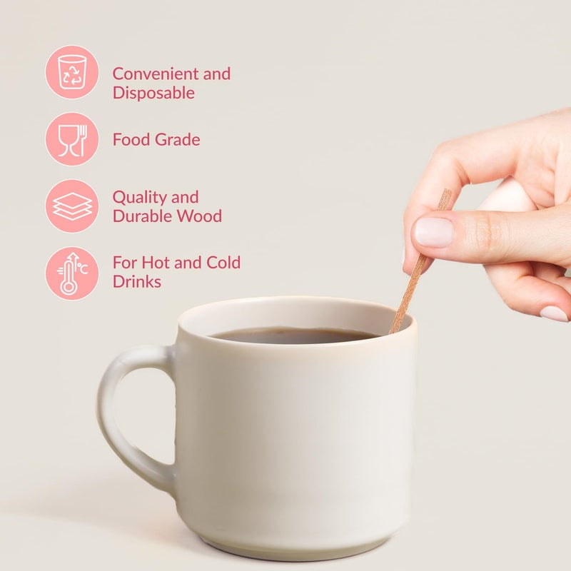 Prestee 1000 Wooden Coffee Stirrer by Prestee - Disposable 5.5 inches Long Wooden Stir Sticks for Coffee and Cocktails - Smooth, Splinter-Free Beverage Mixers - Ideal for Cafe, Bars and Drink Stations - Image 5