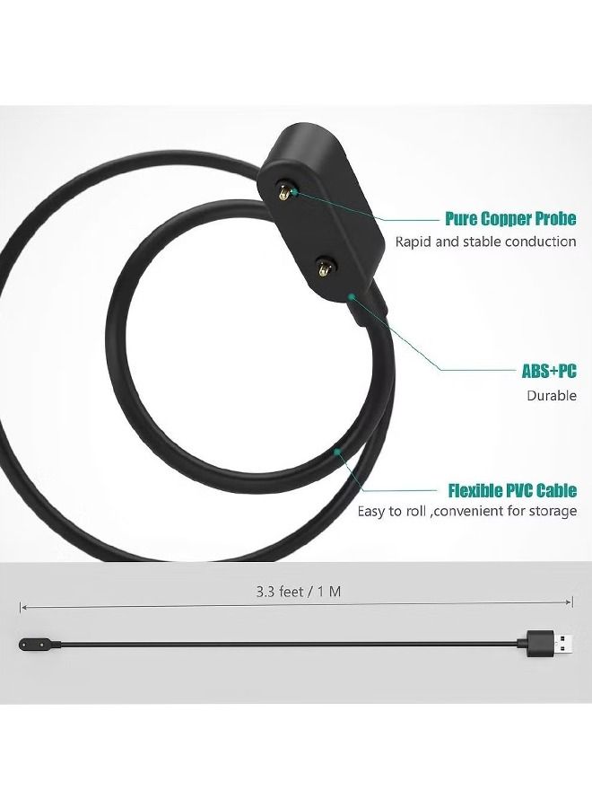 Charger Compatible for Huawei Watch Fit 3/Fit/Fit 2/Fit Mini,Huawei Band 6/ Band 7,Huawei 4X,Honor Watch ES,Honor Band 6-Smart Watch Replacement USB Charger Charging Cable 100cm Black - Image 5