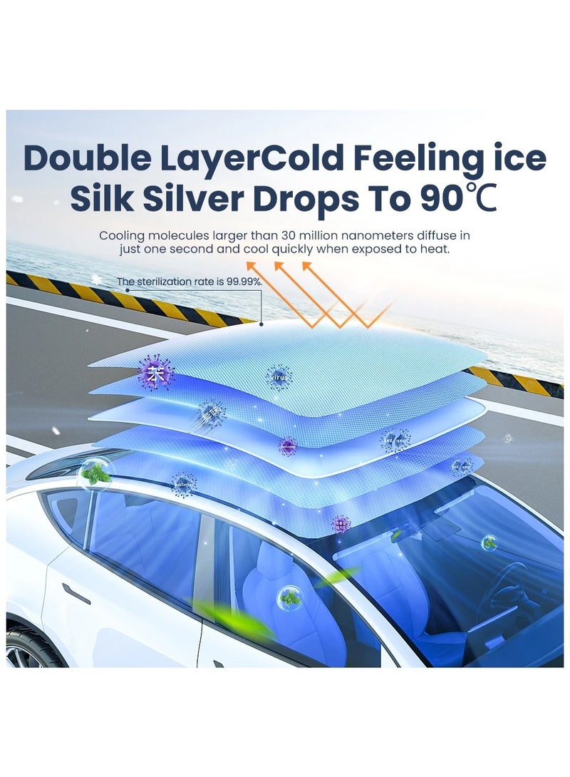 AROAQ YZ For Tesla Model 3 Y 2021-2023 Car Sun Visor Upgrade Ice Towel Buckle Sun Shades Glass Roof Clarity Vehicle - Image 2