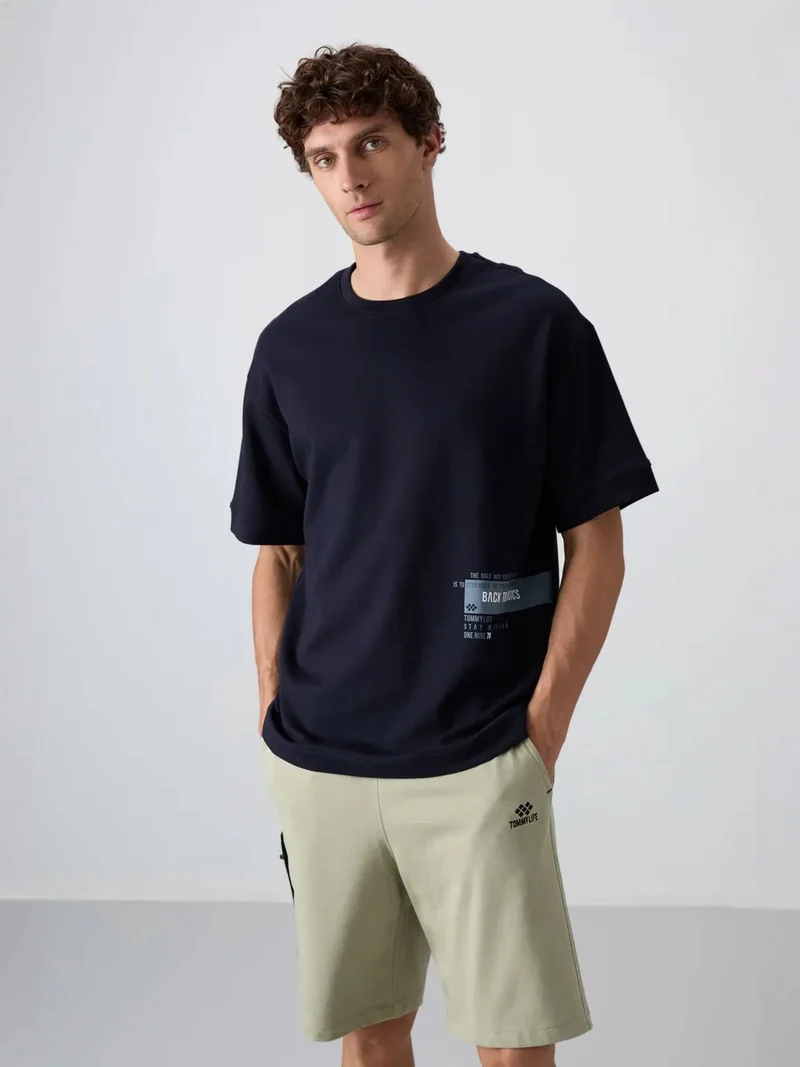 TOMMYLIFE TOMMY Oversized Cotton-Blend Crew Neck T-Shirt