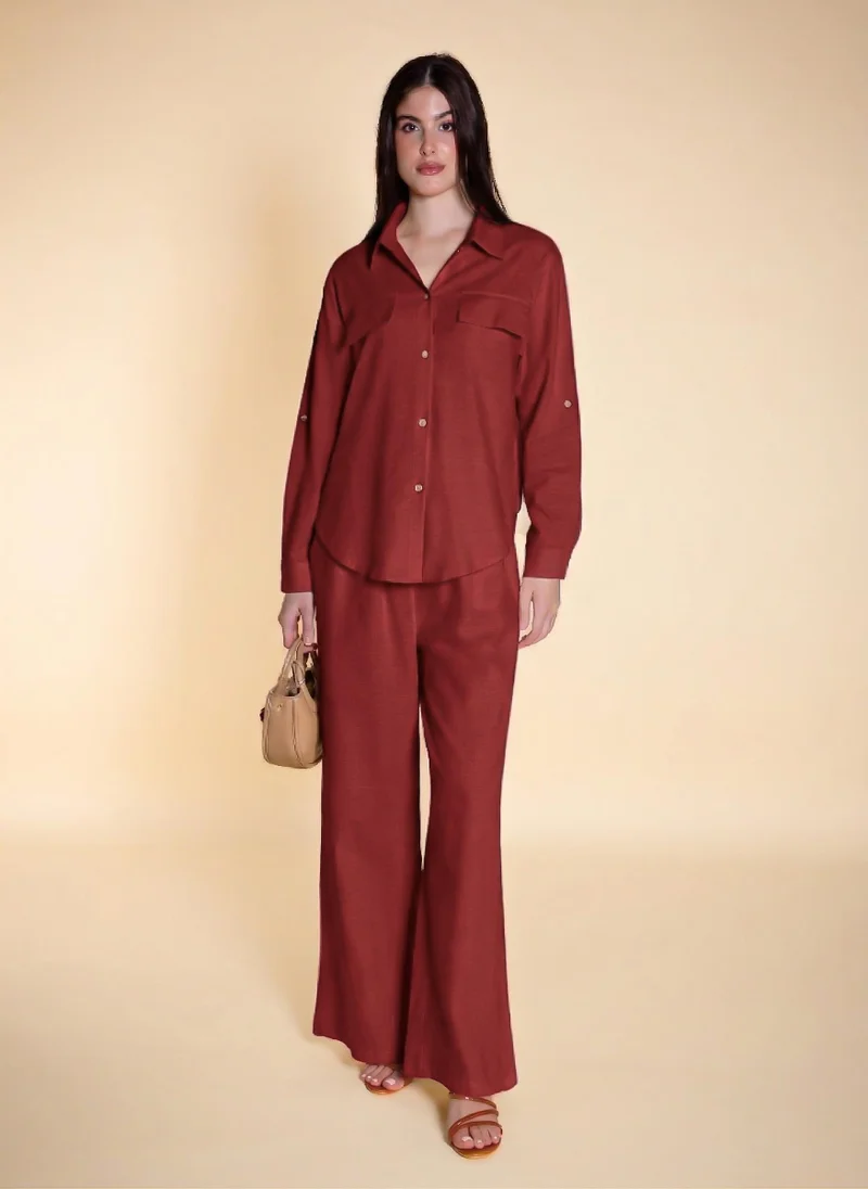 SHAPES LINEN BLEND COMFORT SHIRT SET