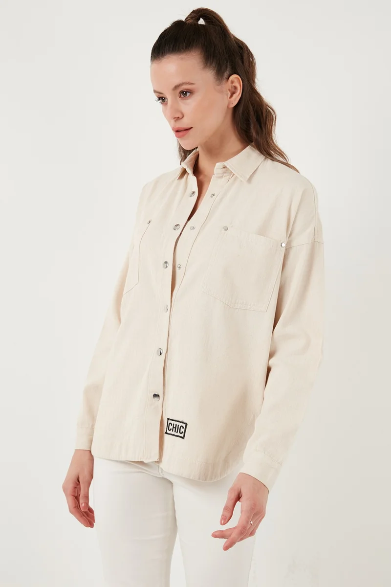 Lela Cotton Relaxed Fit Double Pocket Shirt Women's Shirt 673GY4006